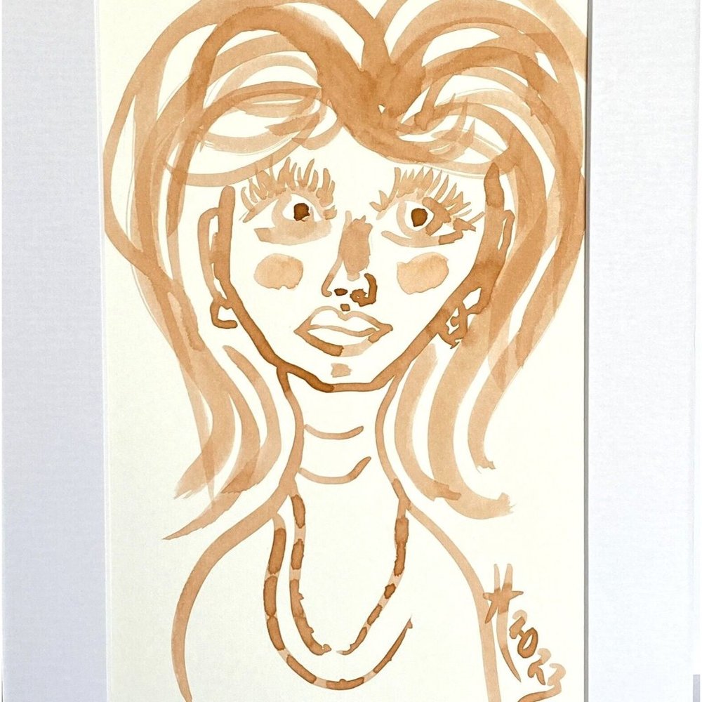 Sheila's Gaze - Original Wall Art Handmade Woman Watercolor Painting 8x10in